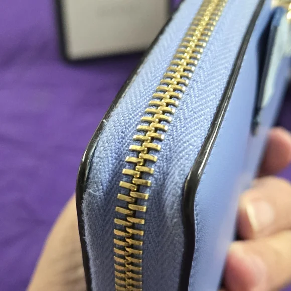 Gucci Japan Exclusive GG Marmont Blue Bow Leather Zip Wallet - Picture 5 of 15